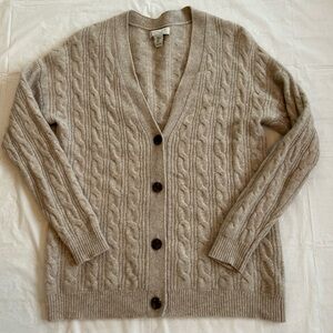 Rachel Zoe Tan 100% Cashmere Cable Knit Cardigan size Medium
